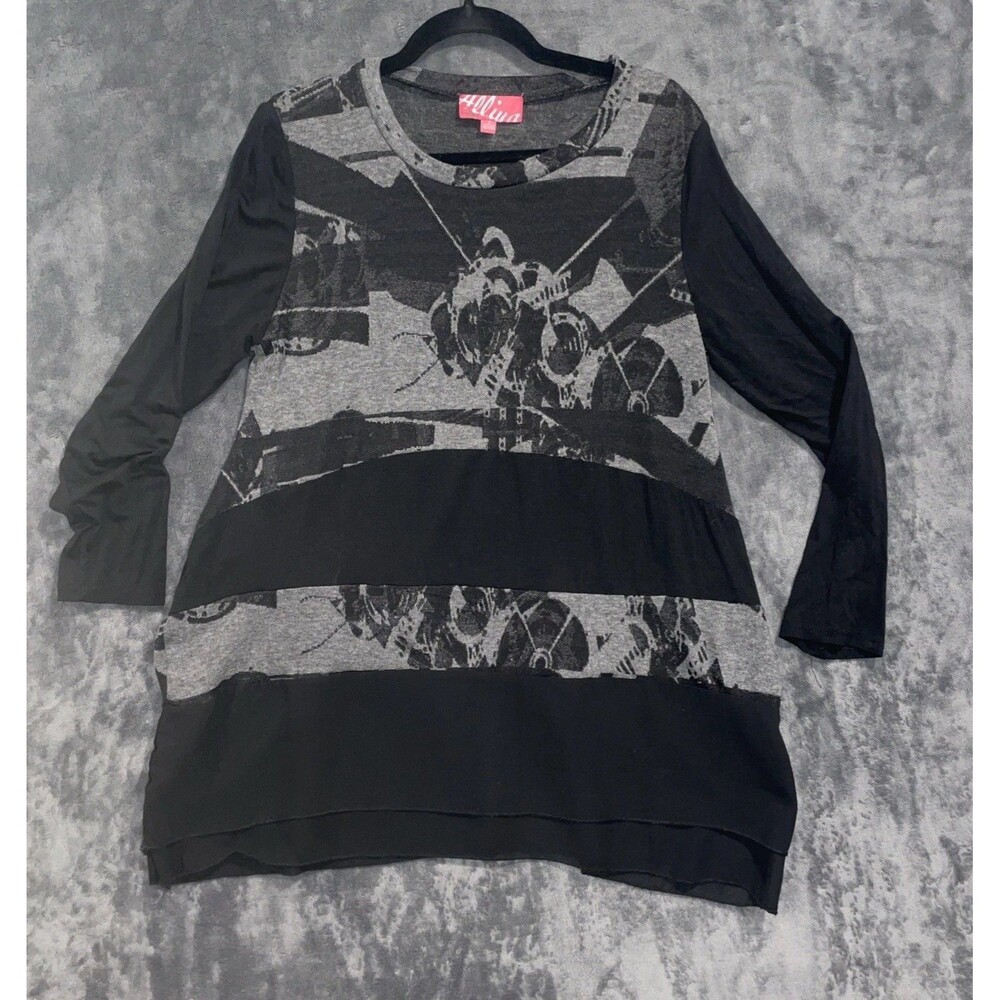 ALLIYA European Sweater &Chiffon Striped Top Or Short Dress Size 3 165/96A -US L